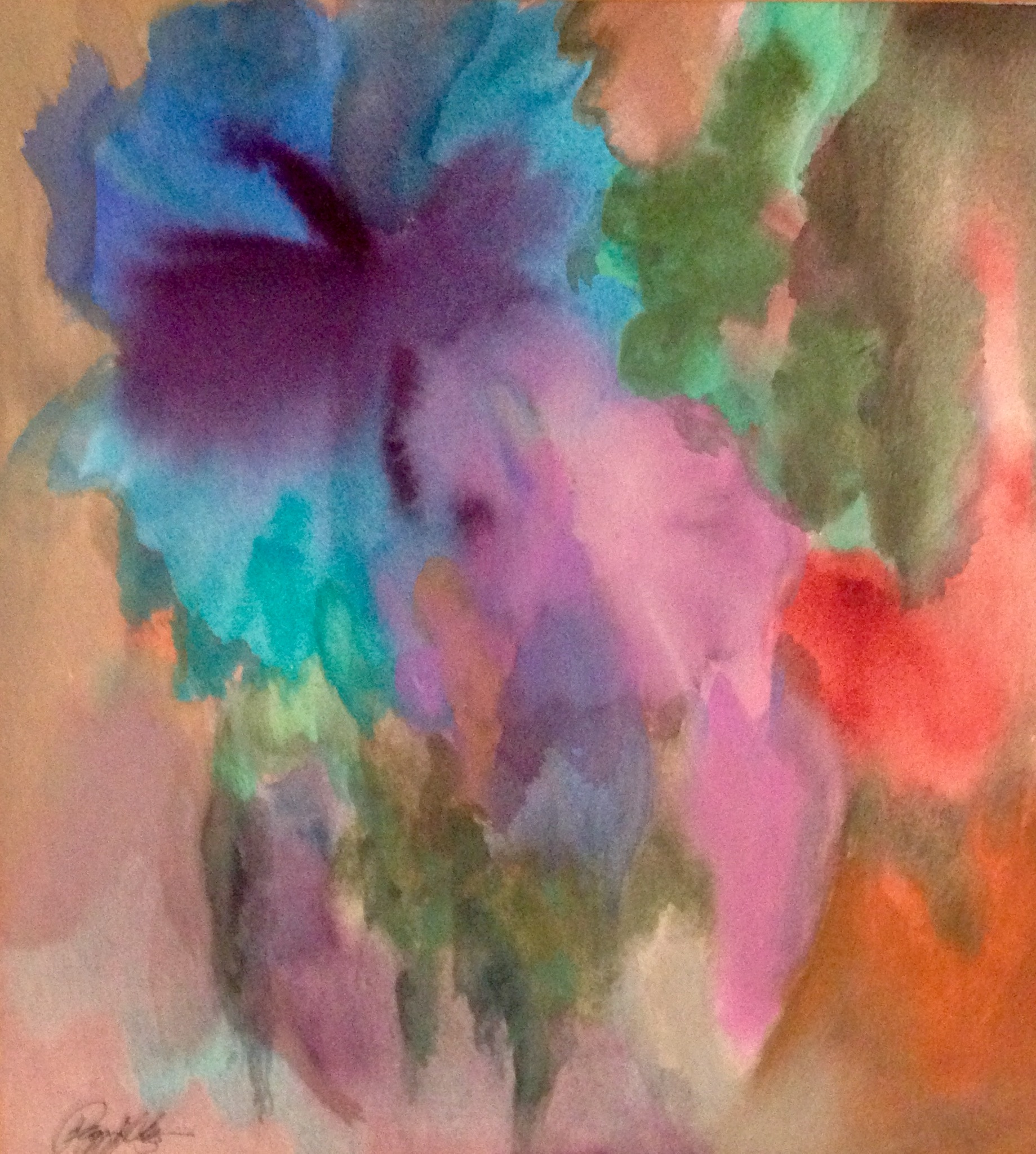 Blue Hibiscus by Peggy Odgers.  Watercolor on paper.