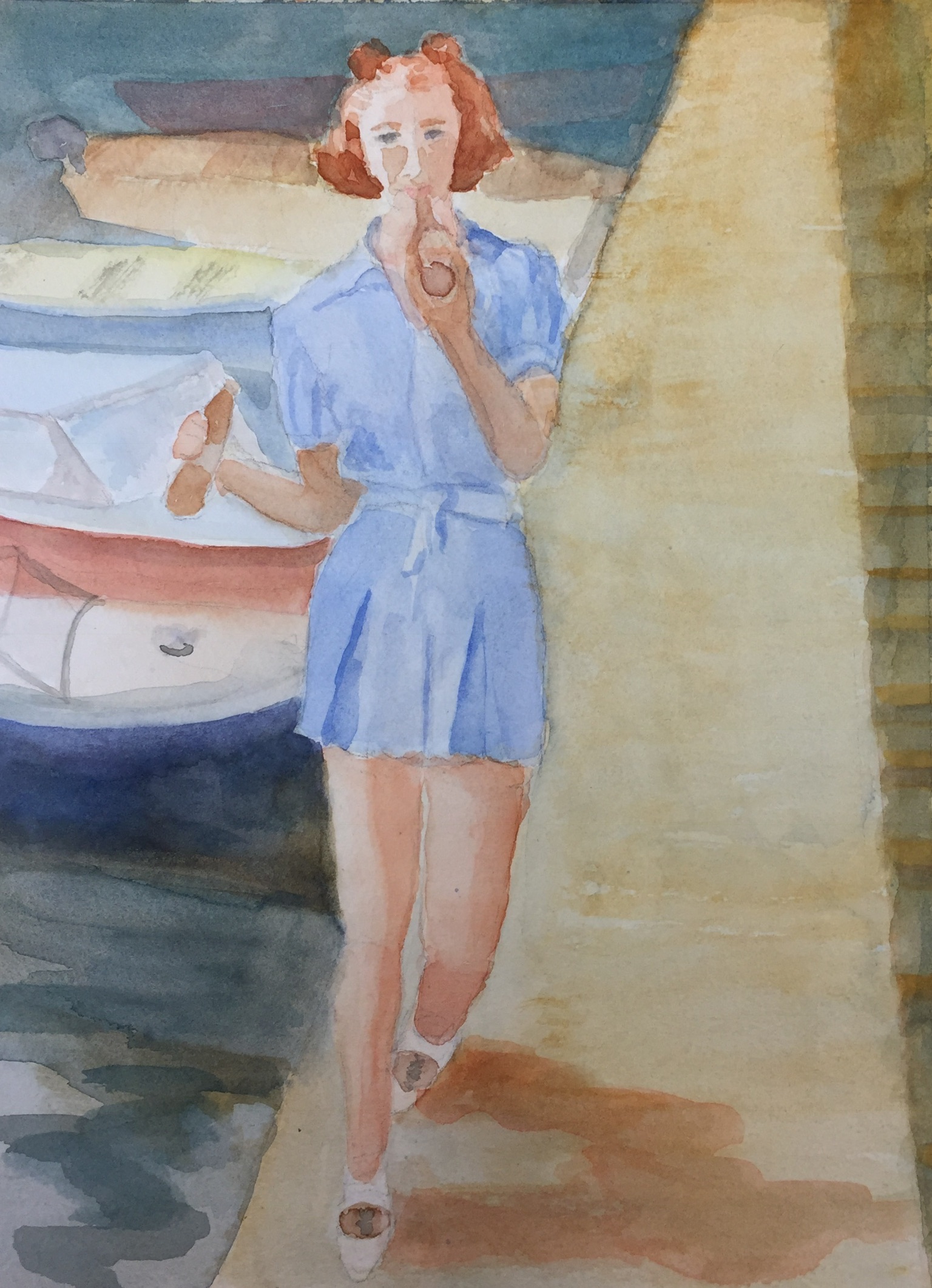 Cold Beer by Peggy Odgers.  Watercolor on paper.