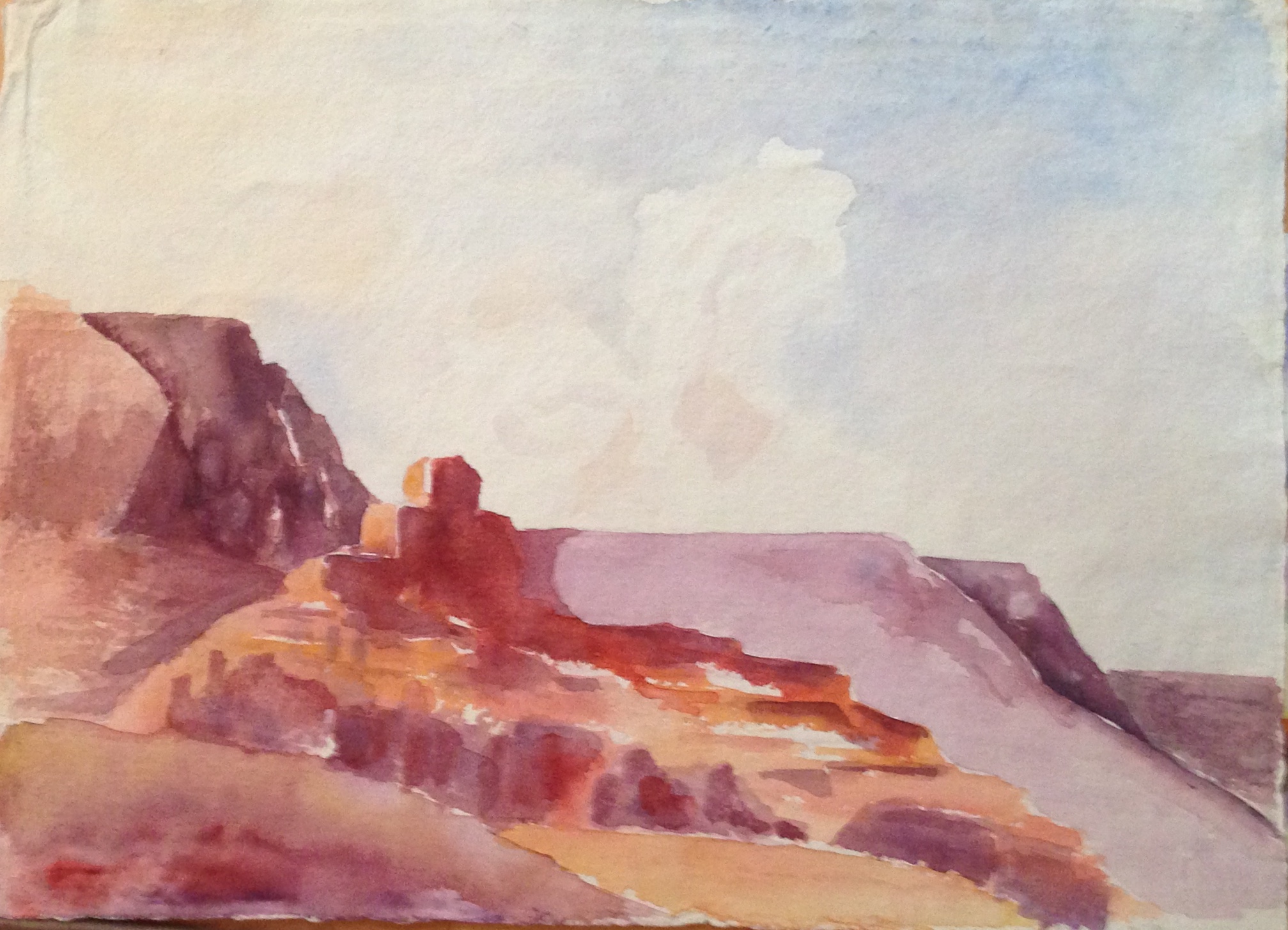 That's a Butte by Peggy Odgers.  Watercolor on paper.