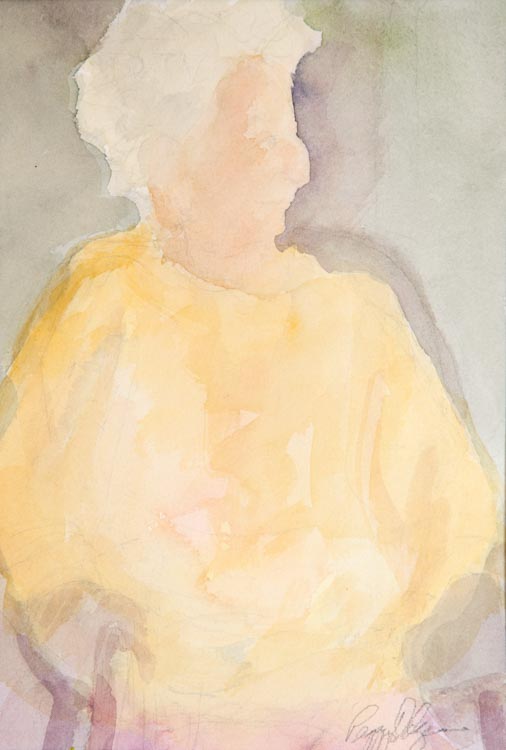 Yellow Sweater by Peggy Odgers.  Watercolor on paper.